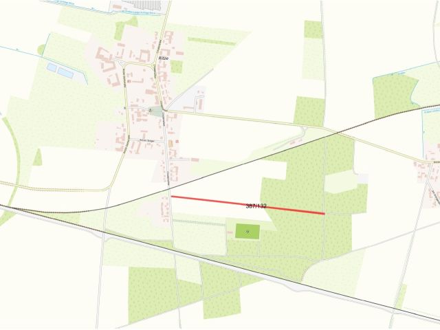 Umgebungsskizze Flurstück 387/132 - Zwei bis 30.09.2029 verpachtete Splitterflächen in der Altmark