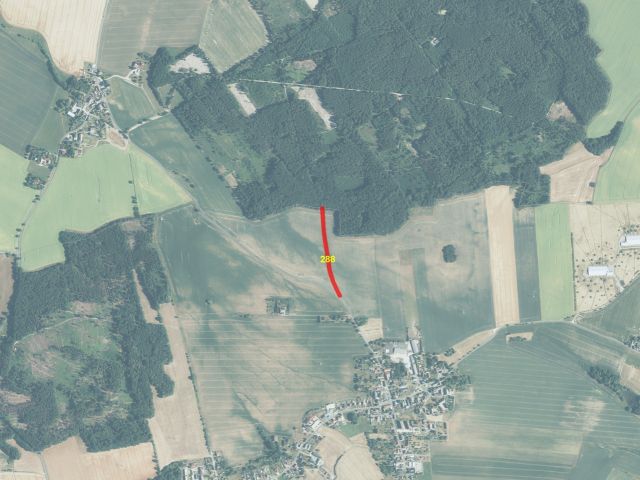 Lageskizze mit Luftbildunterlegung - Vertragslos genutzter Landwirtschaftsstreifen am Taucherwald **etwa 33 km von Dresden entfernt**