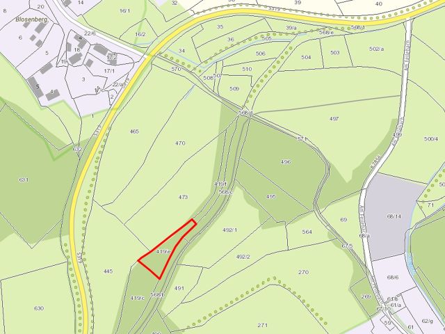 Lageskizze - Vertragsfreies, mit Bäumen bewachsenes Grundstück nahe der Landesgrenze zu Bayern