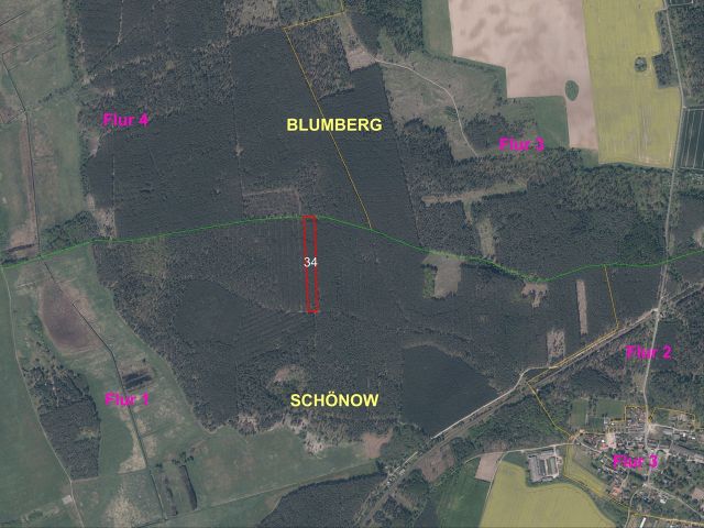 Lageskizze mit Luftbildunterlegung und Umgebung - Über 1 Hektar vertragsfreie Waldfläche **innerhalb des Blumberger Waldes** im Landkreis Uckermark