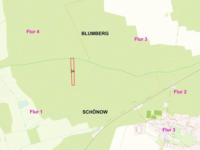 Lageskizze mit Umgebung - Über 1 Hektar vertragsfreie Waldfläche **innerhalb des Blumberger Waldes** im Landkreis Uckermark