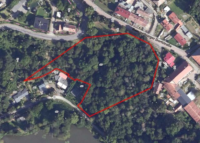 Lageskizze mit Luftbildunterlegung - 0,8 ha Wald unterhalb des Schlosses Rammelburg **vertragsfrei**