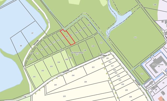 Lageskizze - Flurstück 480 - Vertragsfreie Waldfläche nahe dem Baggersee & dem Schloss Gusow