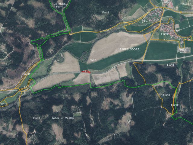 Umgebungsskizze - Vertragslos genutzte Acker-/ Grünlandfläche in Südthüringen