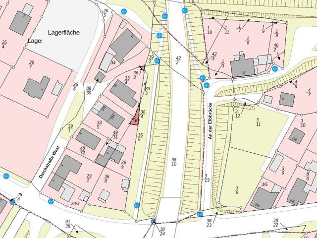 Lageskizze mit Umgebung - 2 Splitterflächen hinter einem Wohnhaus ++nahe der Elbbrücke und ca. 6 km von der Hamburger Stadtgrenze entfernt++