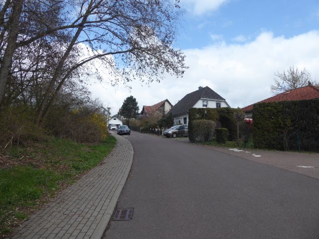 Blick auf westlich verlaufende Schulstraße - Teilweise vertraglich genutztes Gartengrundstück mit Altbebauung teilweise im Fremdeigentum ca. 4 km nördlich von Halle (Saale)