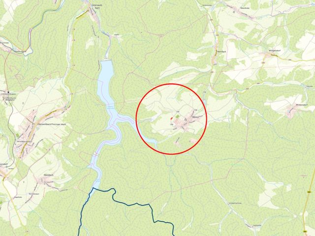 Meura - Lageskizze mit Umgebung - 2 kleine, vertragsfreie Grundstücke (Wald- und Grünfläche) in Streulage
