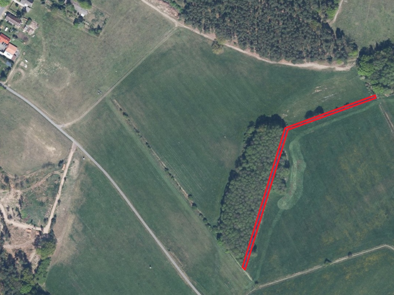 Grundstück (Graben und Grünland) **bis zum 30.09.2028 verpachtet**