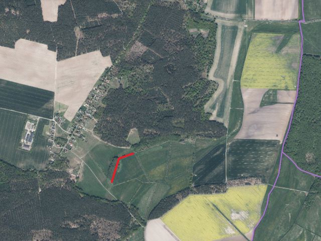 Lageskizze mit Umgebung und Luftbildunterlegung - Grundstück (Graben und Grünland) **bis zum 30.09.2028 verpachtet**
