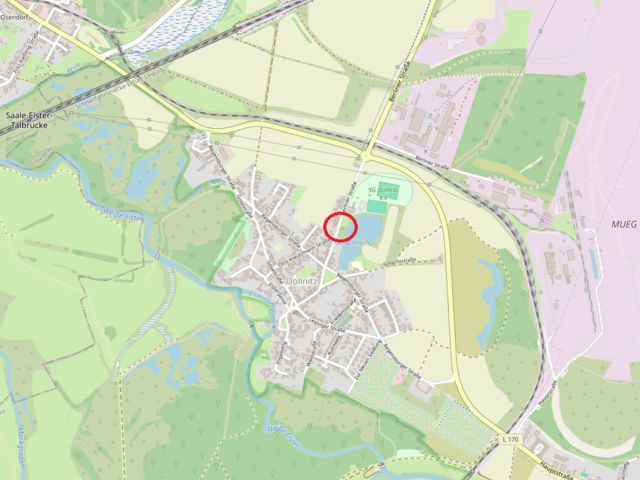 Umgebungsskizze - Vertragsfreies, naturbelassenes Grundstück am Weiher ´Schachtloch´ in Döllnitz nahe der Stadtgrenze von Halle (Saale)