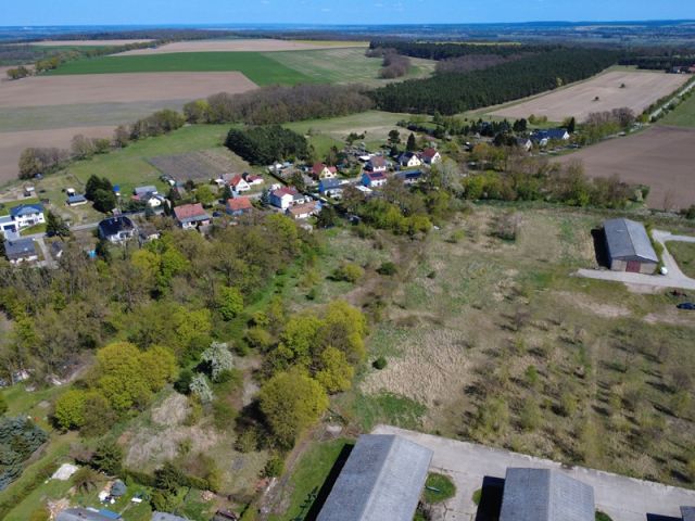Blick auf Verkaufsflurstücke 173, 174 und 175 und auf die Umgebung - Große Grünfläche mit Baum- und Strauchbewuchs zwischen Wohngrundstücken und kleine vertragslos genutzte Gartenfläche