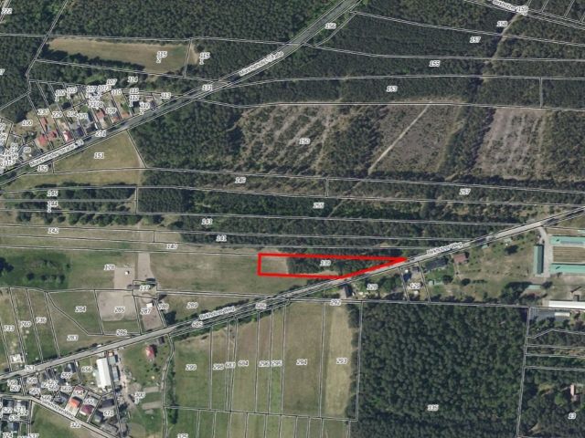 Lageskizze mit Umgebung und Luftbildunterlegung - Teilweise verpachtetes Grundstück (überwiegend Wald, teilweise Landwirtschafts-/Grünfläche) in Märkisch Buchholz