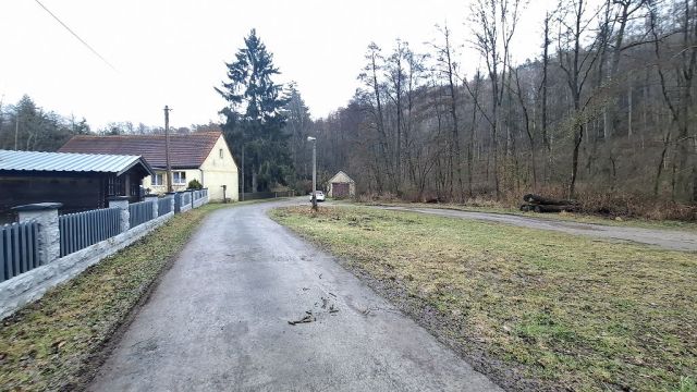 Straßenansicht - Verkaufsgegenstand links - Verpachtetes Erholungsgrundstück in Thüringen ca. 25 km nördlich von Weimar