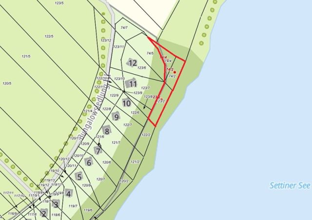 Lageskizze - Vertragsfreie Erholungsfläche in unmittelbarer Ufernähe zum Settiner See **ca. 24 km von Schwerin entfernt**