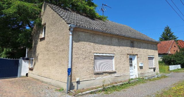 Blick auf Verkaufsgegenstand und Umgebung - Leerstehendes, stark sanierungsbedürftiges Einfamilienhaus im Dreiländereck von Sachsen, Brandenburg und Sachsen-Anhalt 