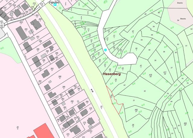 Lageskizze - Vertragslos genutzte Wald- und Unlandfläche oberhalb der B 42 