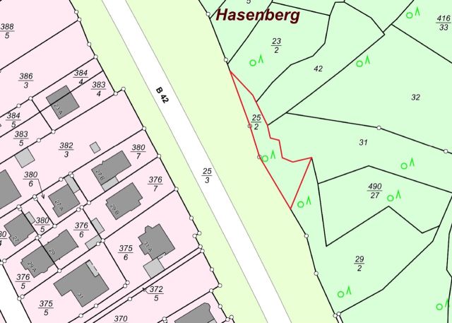 Lageskizze - Vertragslos genutzte Wald- und Unlandfläche oberhalb der B 42 