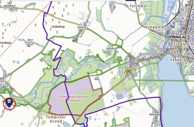 Lageskizze mit Umgebung - Grundstück mit leerstehender Garage & vertragslos genutztem Garten nebst Bungalow *in der Uckermärkischen Seenlandschaft*