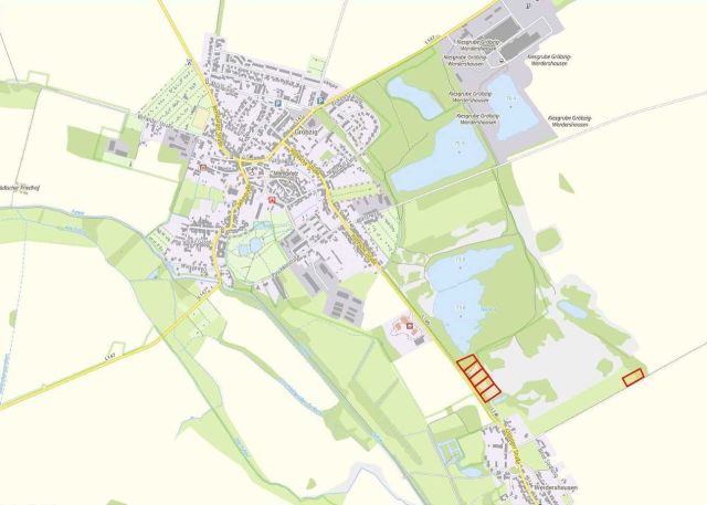Lageskizze mit Umgebung - Vertragslos genutzte Landwirtschaftsfläche (etwa 4.980 m²) & ca. 2,3 Hektar vertragsfreies Grundstück nördlich von Halle (Saale)