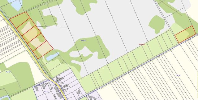 Lageskizze - Vertragslos genutzte Landwirtschaftsfläche (etwa 4.980 m²) & ca. 2,3 Hektar vertragsfreies Grundstück nördlich von Halle (Saale)