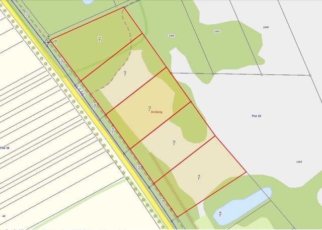 Lageskizze - Flurstücke 71/2, 72/2, 73/2, 74/2 und 75/2 - Vertragslos genutzte Landwirtschaftsfläche (etwa 4.980 m²) & ca. 2,3 Hektar vertragsfreies Grundstück nördlich von Halle (Saale)