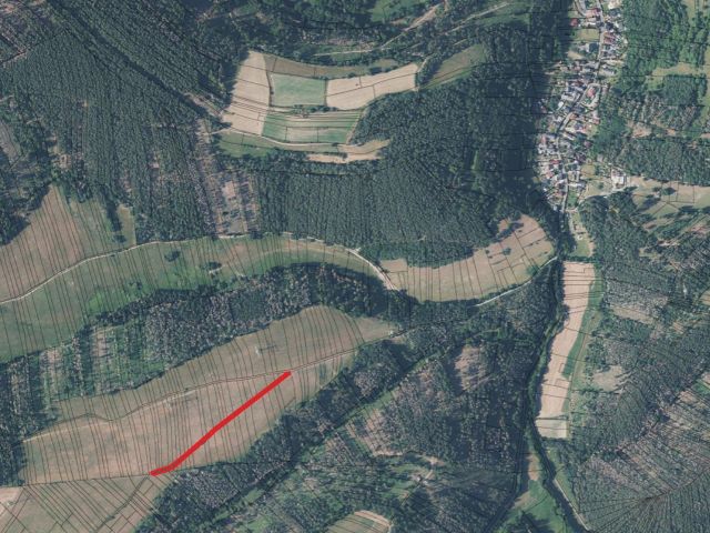 Lageskizze mit Luftbildunterlegung - Grundstücksstreifen am Rand des Naturparks Thüringer Wald