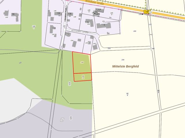 Lageskizze - Flurstücke 89/14 und 158 - Vertragsfreie Waldfläche (etwa 3.986 m²) und vertragslos genutztes Grundstück (etwa 488 m²)