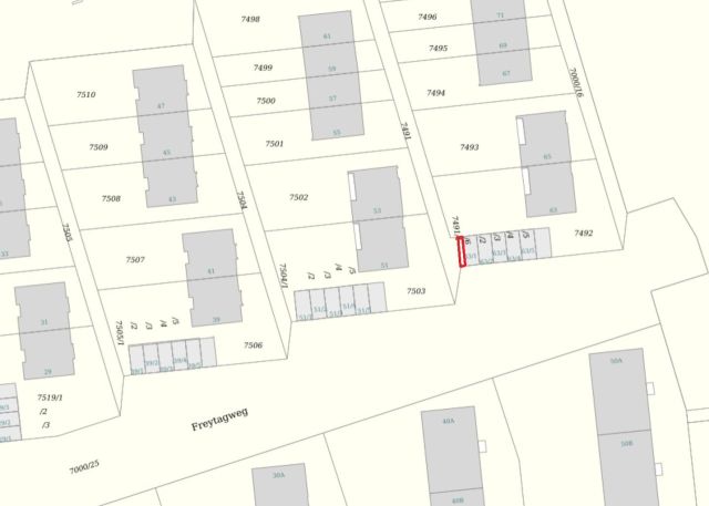 Lageskizze mit Umgebung - Grundstück bebaut mit einer Mülltonnenanlage zentral im Wohngebiet von Stuttgart- Fasanenhof´
