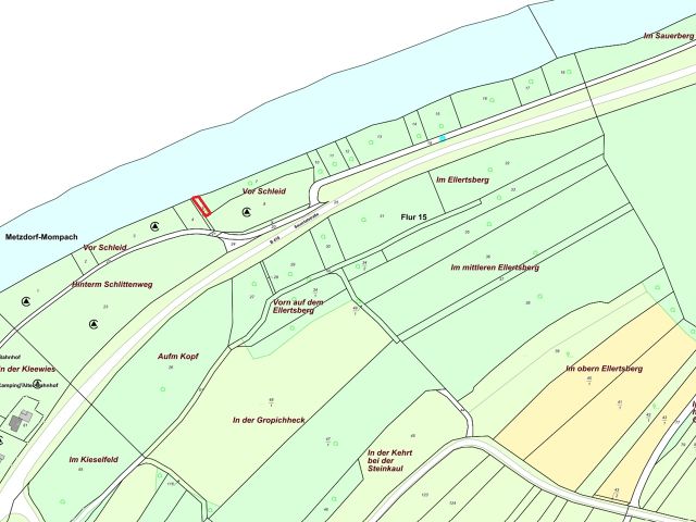 Lageskizze mit Umgebung - Grundstück aus dem Bereich der ehemaligen Westwallbunkeranlage ++ an der ´Sauer´ und nahe dem Campingplatz  ´DeuLux´++