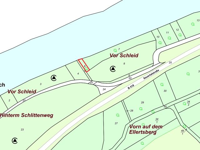 Lageskizze - Grundstück aus dem Bereich der ehemaligen Westwallbunkeranlage ++ an der ´Sauer´ und nahe dem Campingplatz  ´DeuLux´++