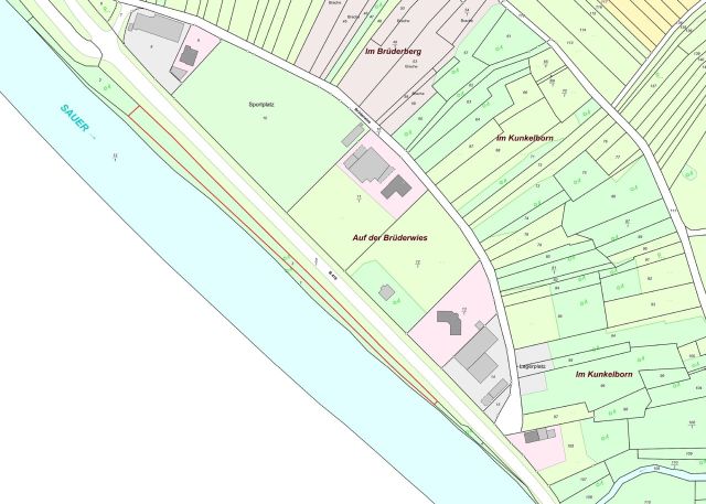 Lageskizze mit Umgebung - Teil der ehemaligen Westwallbunkeranlage ++zwischen der ´Sauer´ & der B418, direkt an der Luxemburgischen Grenze++