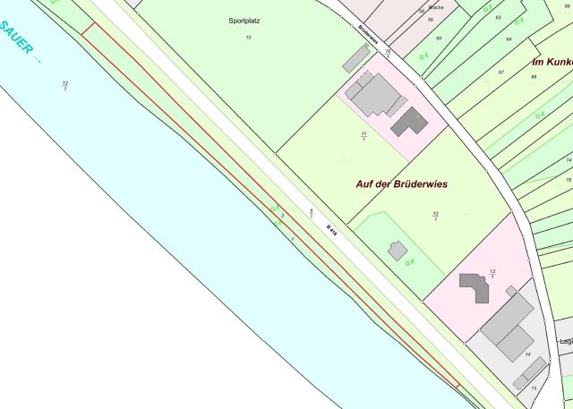 Lageskizze - Teil der ehemaligen Westwallbunkeranlage ++zwischen der ´Sauer´ & der B418, direkt an der Luxemburgischen Grenze++