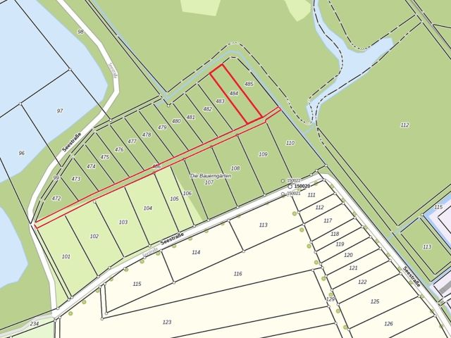 Lageskizze - Flurstück 484 und Wegeflurstück - Vertragsfreie Waldfläche nahe dem Baggersee & dem Schloss Gusow