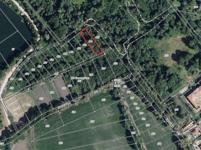  Lageskizze mit Luftbildunterlegung - Flurstück 484 - Vertragsfreie Waldfläche nahe dem Baggersee & dem Schloss Gusow