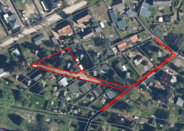 Lageskizze und Luftbildunterlegung - Flurstück 62/9 und Wegeflurstücke - Grundstück mit ehem. Bungalow, Schuppen & Carport ++in einem Wohn- und Erholungsgebiet im nordöstlichen Umland von Berlin++