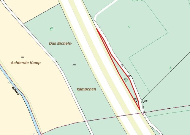 Lageskizze - Wald-/Gehölzfläche an der A3 unweit der niederländischen Grenze