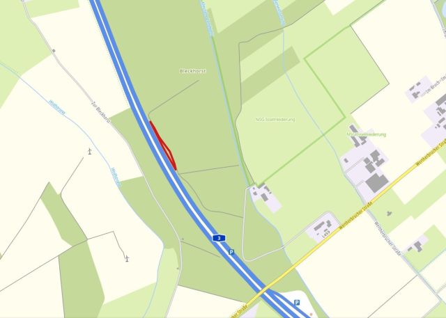 Umgebungsskizze - Wald-/Gehölzfläche an der A3 unweit der niederländischen Grenze