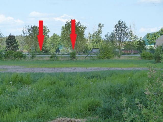 Blick auf die Verkaufsfläche und Umgebung - Kleines, vertraglos genutztes Grundstück am Rande einer Landwirtschaftsfläche **etwa 18 km vom Berliner Ring entfernt**