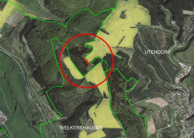 Umgebungsskizze - Kleine Landwirtschaftsfläche im Süden Thüringens ca. 6 km vom Stadtzentrum der Kreisstadt Meiningen entfernt