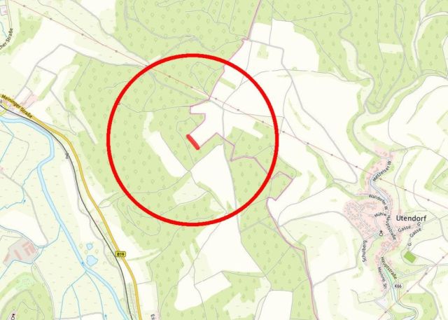 Umgebungsskizze - Kleine Landwirtschaftsfläche im Süden Thüringens ca. 6 km vom Stadtzentrum der Kreisstadt Meiningen entfernt