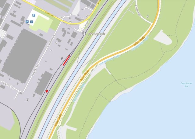 Umgebungsskizze beide Flurstücke - Zwei vertragsfreie, kleine Brachflächen im Südwesten von Leipzig - im FNP als Gewerbliche Baufläche dargestellt