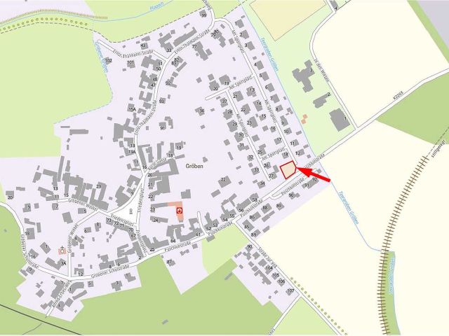 Lageskizze mit Umgebung - Grünfläche in der Eigenheimsiedlung ´Am Sportplatz´ **etwa 28 km von Leipzig entfernt**
