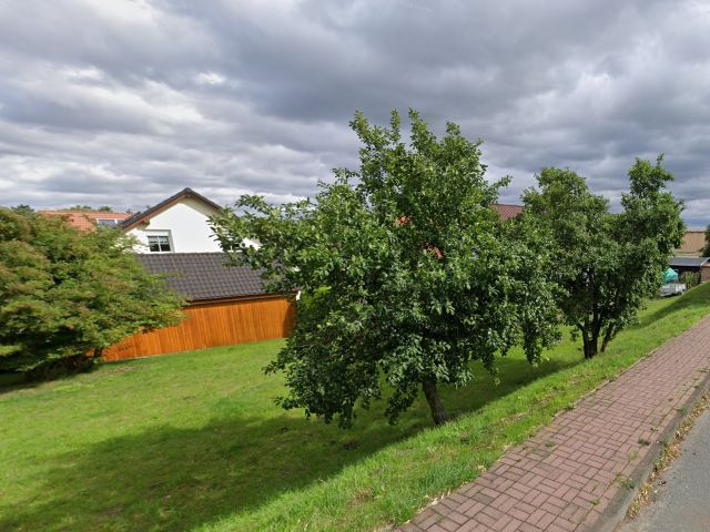 Blick auf die Verkaufsfläche und Umgebung - Grünfläche in der Eigenheimsiedlung ´Am Sportplatz´ **etwa 28 km von Leipzig entfernt**