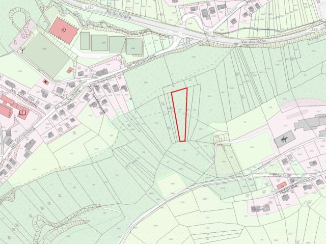 Lageskizze - Vertragsfreies Grundstück hinter Wohnhäusern in Gummersbach