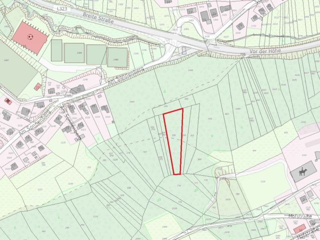 Lageskizze mit Umgebung - Vertragsfreies Grundstück hinter Wohnhäusern in Gummersbach