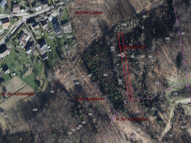 Lageskizze mit Luftbildunterlegung - Vertragsfreies Grundstück nahe Wohnhäusern **ehem. Bestandteil einer geschlossenen Waldfläche**