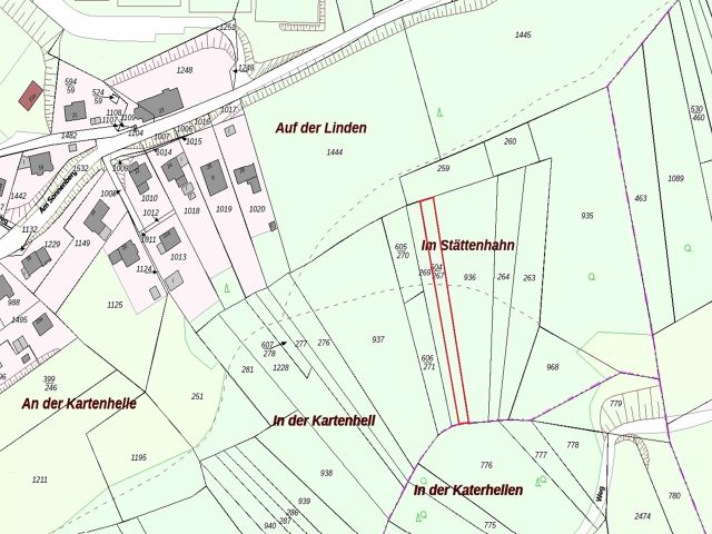 Lageskizze - Vertragsfreies Grundstück nahe Wohnhäusern **ehem. Bestandteil einer geschlossenen Waldfläche**