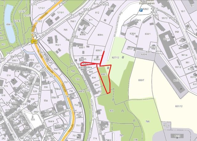Umgebungsskizze - Vertragsfreies Erholungsgrundstück mit alter Holzlaube und Gehölz-/ Wildwuchsfläche im Erzgebirge