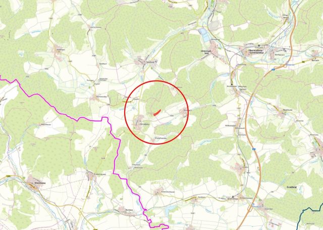 Umgebungsskizze - 2460/34560 Miteigentumsanteil an einer Waldfläche unweit der Landesgrenze zum Freistaat Bayern