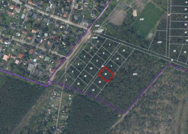 Umgebungsskizze - Vertragsfreie Waldfläche nahe Wohnbebauung und nur ca. 70 m von der Berliner Stadtgrenze entfernt